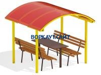 Стол и лавки под навесом МАФ 4005 в Томске Стол и лавки под навесом МАФ 4005 в Томске