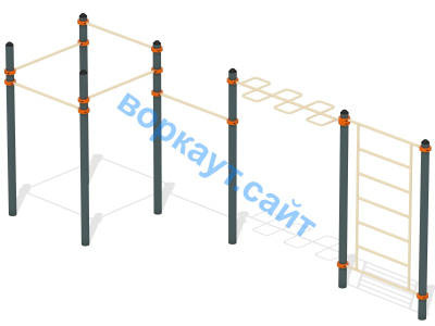 Воркаут турники с шведской стенкой и рукоходом  ВС-21 в Томске