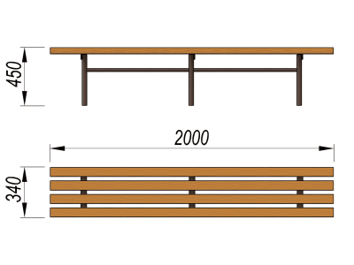 Двухметровая лавочка без спинки 2 м МАФ 1602 в Томске