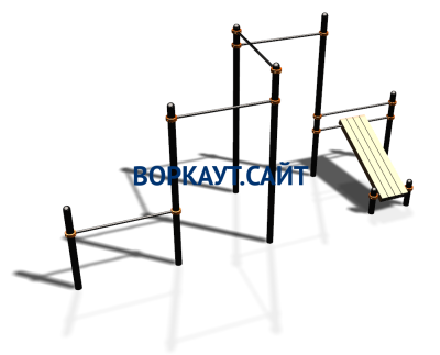 Воркаут комплекс разноуровневых турников со скамьей для пресса ВС-37 в Томске
