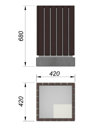 Урна деревянная квадратная с бетонным основанием МАФ 1633 в Томске