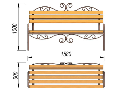Лавочка кованная МАФ 1606 в Томске