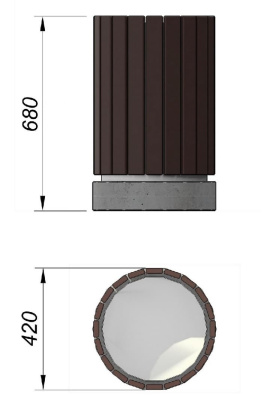Урна деревянная круглая с бетонным основанием МАФ 1632 в Томске