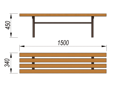 Лавочка без спинки МАФ 1601 в Томске