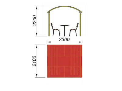 Стол и лавки под навесом МАФ 4005 в Томске