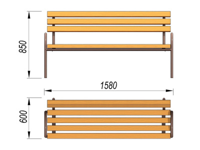 Парковая лавочка со спинкой МАФ 1605 в Томске