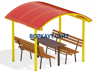 Стол и лавки под навесом МАФ 4005 в Томске